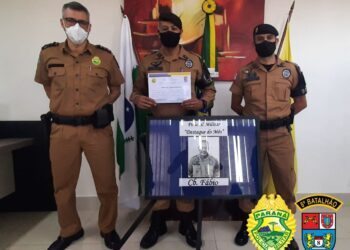 Batalhão homenageia o policial destaque do mês de junho