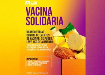 Campanha em Paranavaí estimula doação de alimentos no ato da vacinação contra a Covid-19