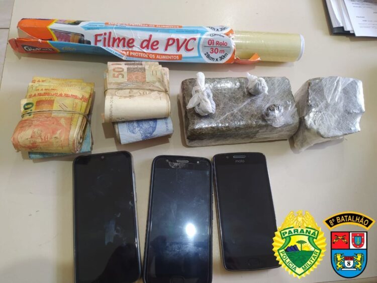 Polícia Militar apreende 637 gramas de maconha e quase R$ 7 mil em Paraíso do Norte