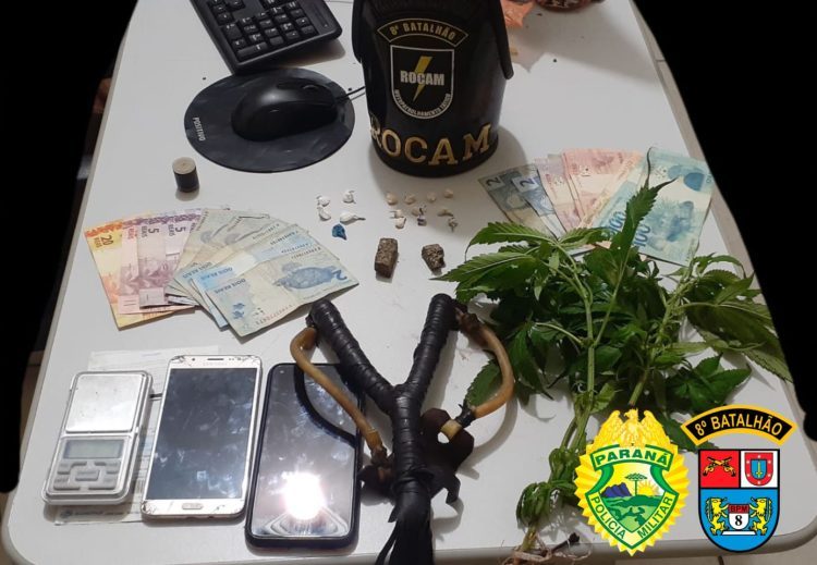 PM apreende menor que utilizava estilingue para arremessar drogas em Nova Esperança