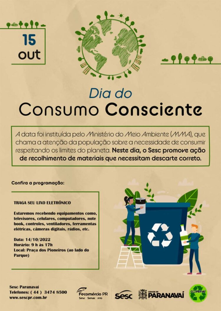 Dia do Consumo Consciente terá ponto de descarte de lixo eletrônico em Paranavaí