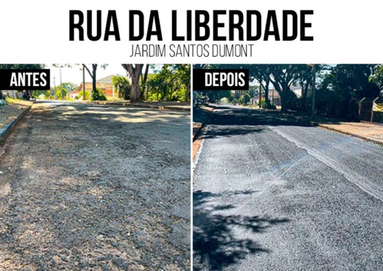Município executa micropavimentação na Rua da Liberdade
