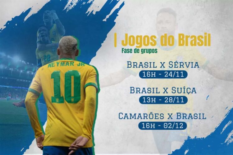 Município terá horários especiais de atendimento em dias de jogos do Brasil na Copa do Mundo 2022
