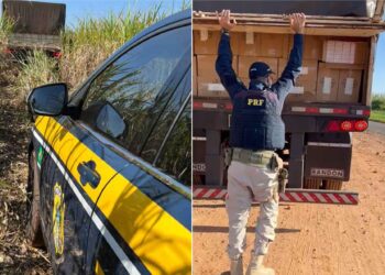 PRF apreende duas carretas carregadas com cigarros contrabandeados do Paraguai