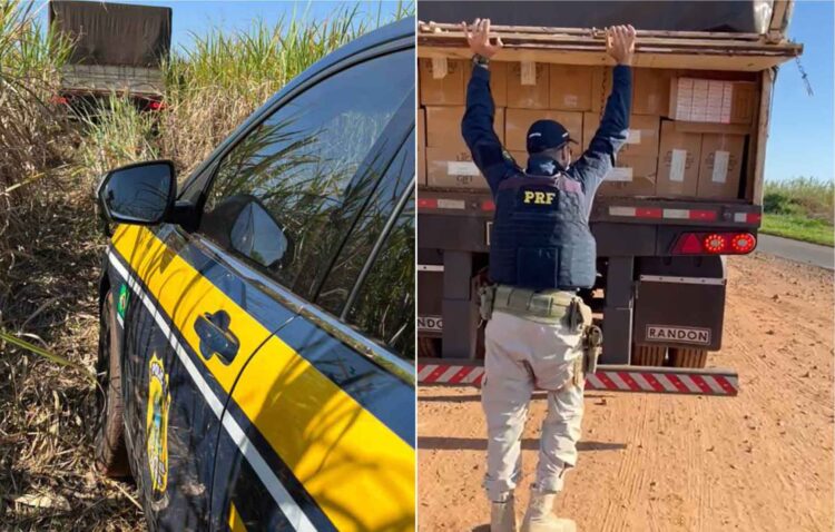PRF apreende duas carretas carregadas com cigarros contrabandeados do Paraguai