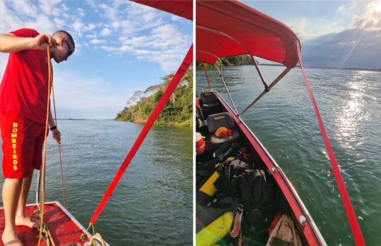 Bombeiros fazem novas buscas por jovem que caiu da lancha no Rio Paraná, em Porto Rico