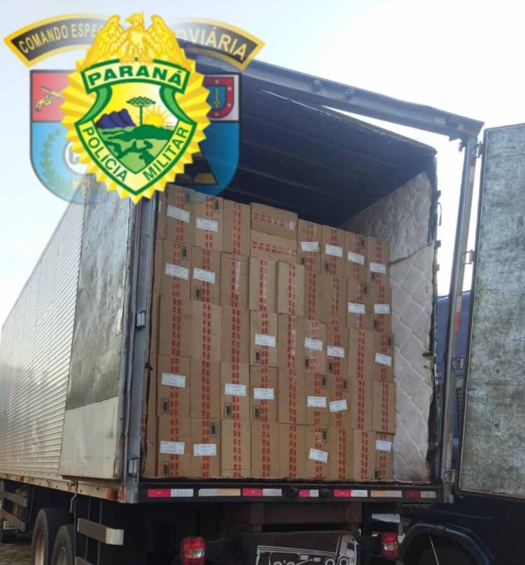 PRE apreende carga de cigarros contrabandeados do Paraguai, em Tamboara