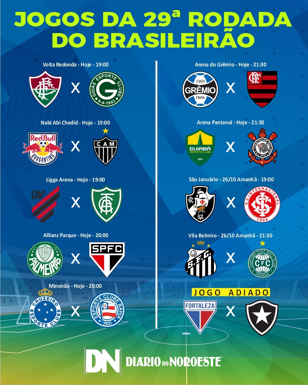 Rodada 29: Confira os jogos do Campeonato Brasileiro - DIÁRIO DO NOROESTE