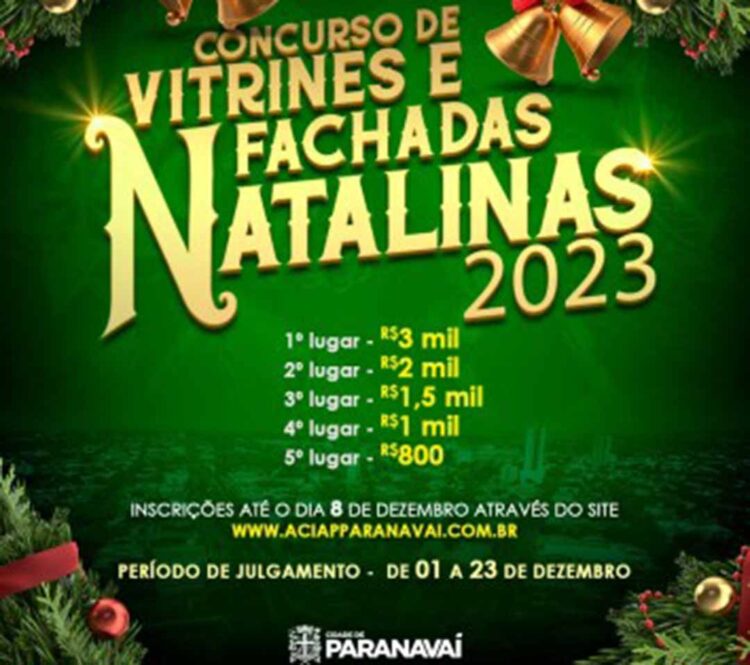 Estão abertas as inscrições do concurso de enfeites natalinos de vitrines e fachadas de Paranavaí