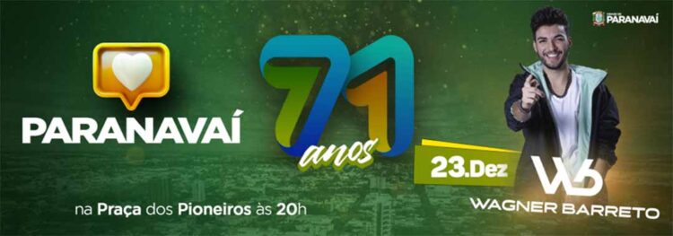 Sábado tem show com Wagner Barreto no Festival de Aniversário de Paranavaí