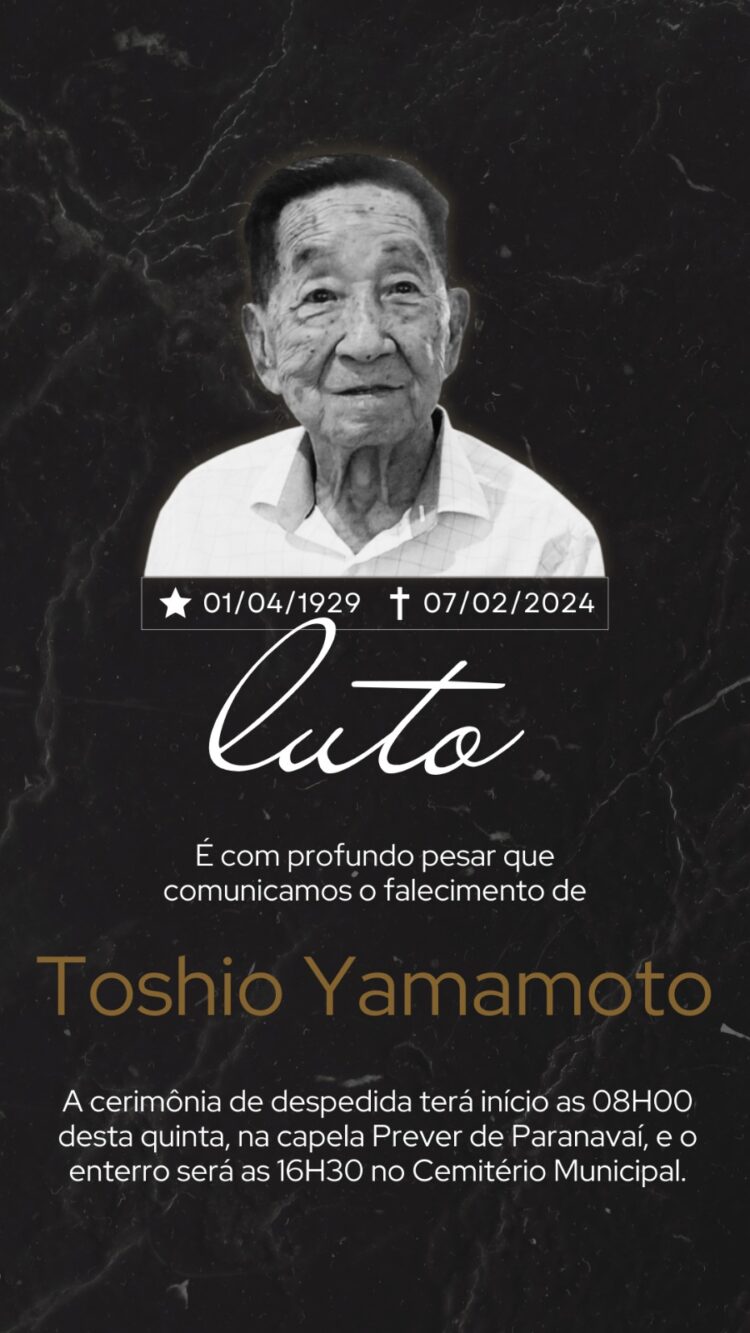 Nota de falecimento – Toshio Yamamoto