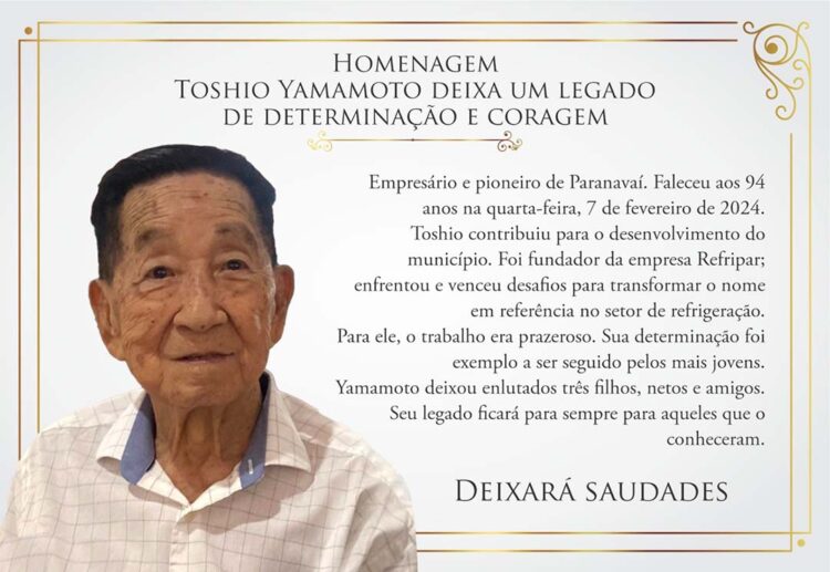 Toshio Yamamoto deixa um legado de determinação e coragem