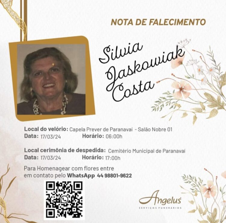 Nota de falecimento – Silvia Jaskowiak Costa