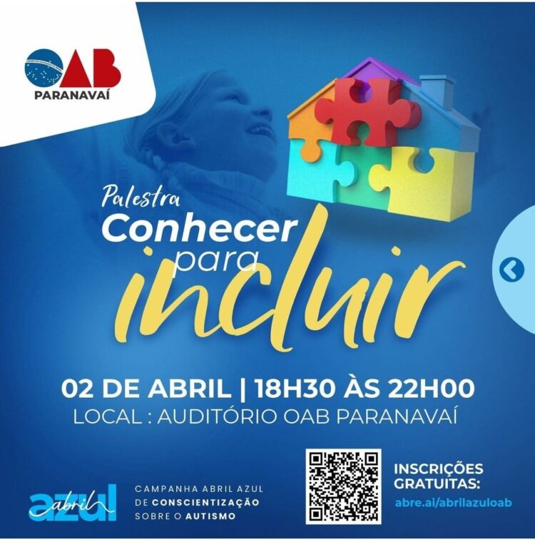 OAB de Paranavaí promove atividades gratuitas de conscientização sobre TEA