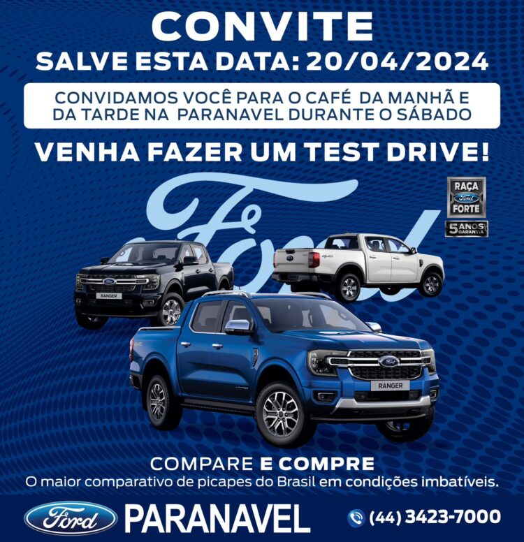 Ford Paranavel promove café da manhã; F-150 e Ranger 2024 estarão em exposição