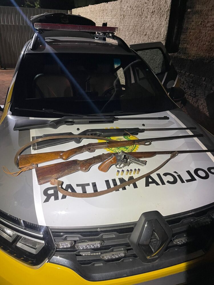 Homem é preso com cinco armas de fogo após agredir esposa em Nova Londrina