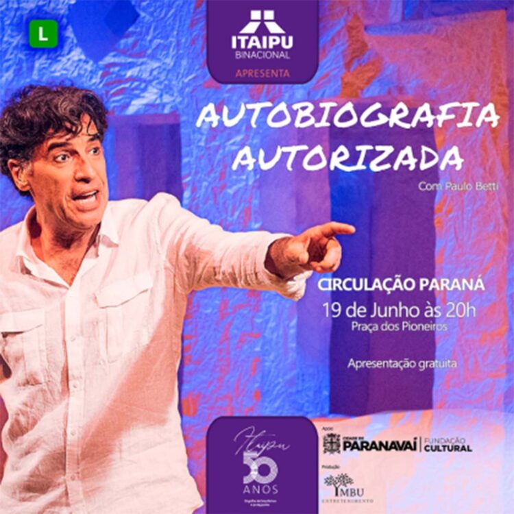 Paulo Betti faz apresentação gratuita em Paranavaí do espetáculo Autobiografia Autorizada