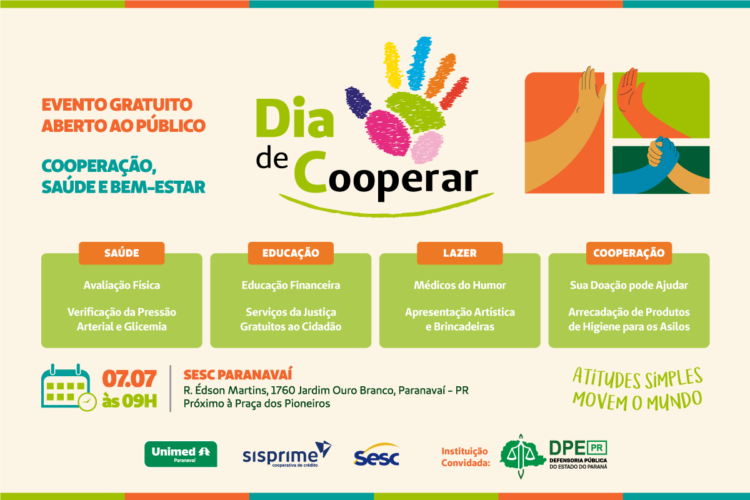 Unimed Paranavaí em parceria com a cooperativa de crédito Sisprime celebra Dia de Cooperar com atividades comunitárias e serviços gratuitos