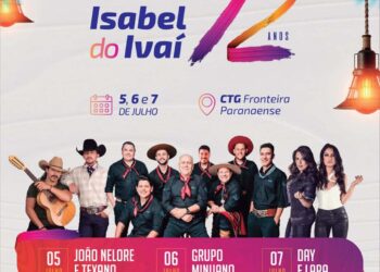 Em comemoração aos 72 anos de Santa Isabel do Ivaí, o município promoverá uma grande festa entre dias 5 e 7 de julho