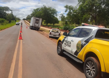 Motorista de Paranavaí fica ferido em colisão traseira na PR-569, em Nova Londrina