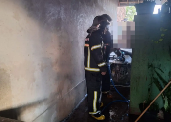 Máquina de lavar roupas pega fogo em Nova Esperança