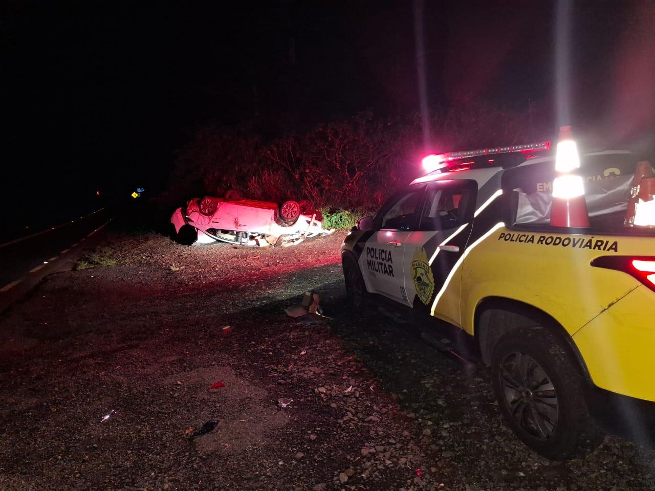 Motorista fica ferido em acidente na PR-547 em São Pedro do Ivaí