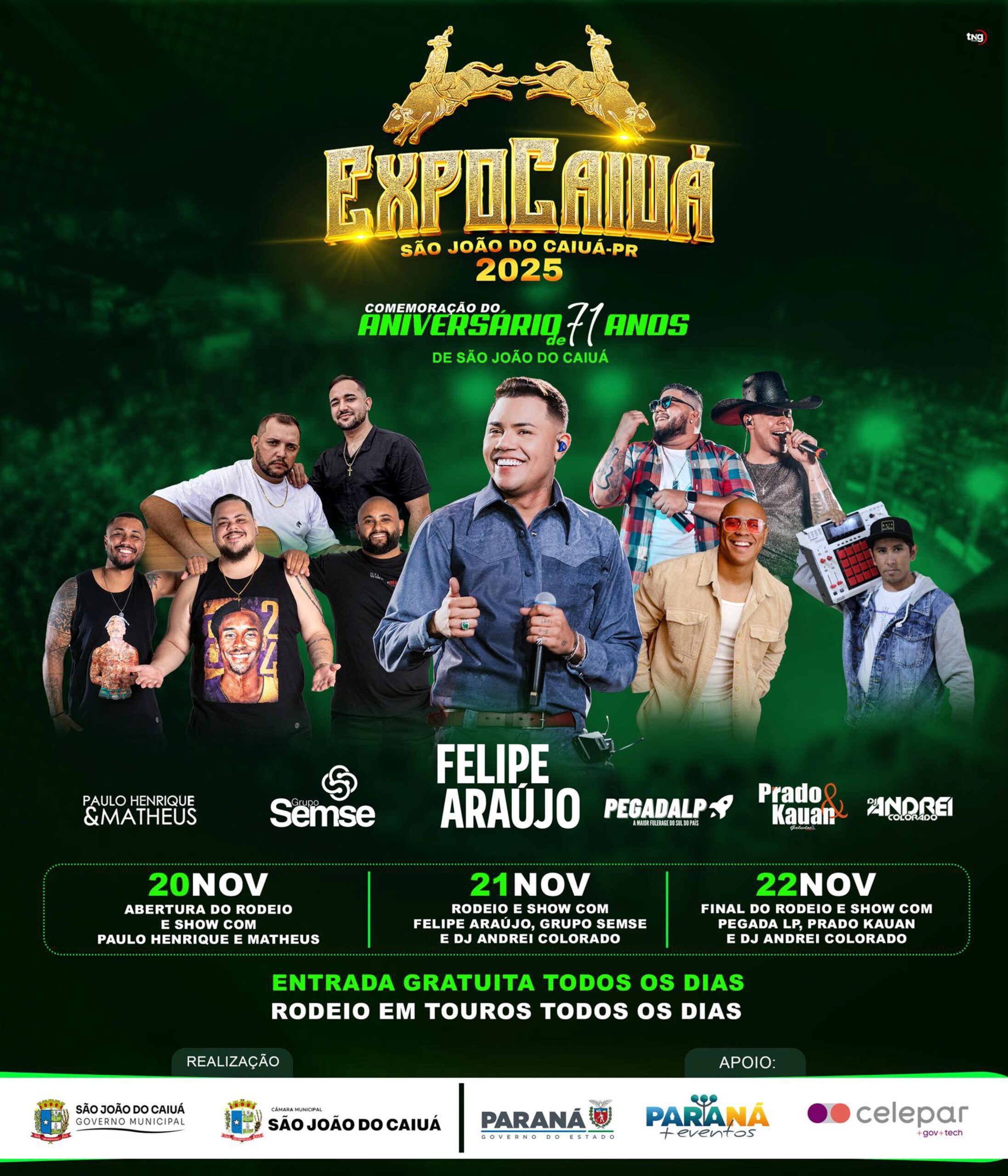 Com 3 dias de festa, ExpoCaiuá tem entrada gratuita e show principal com Felipe Araújo