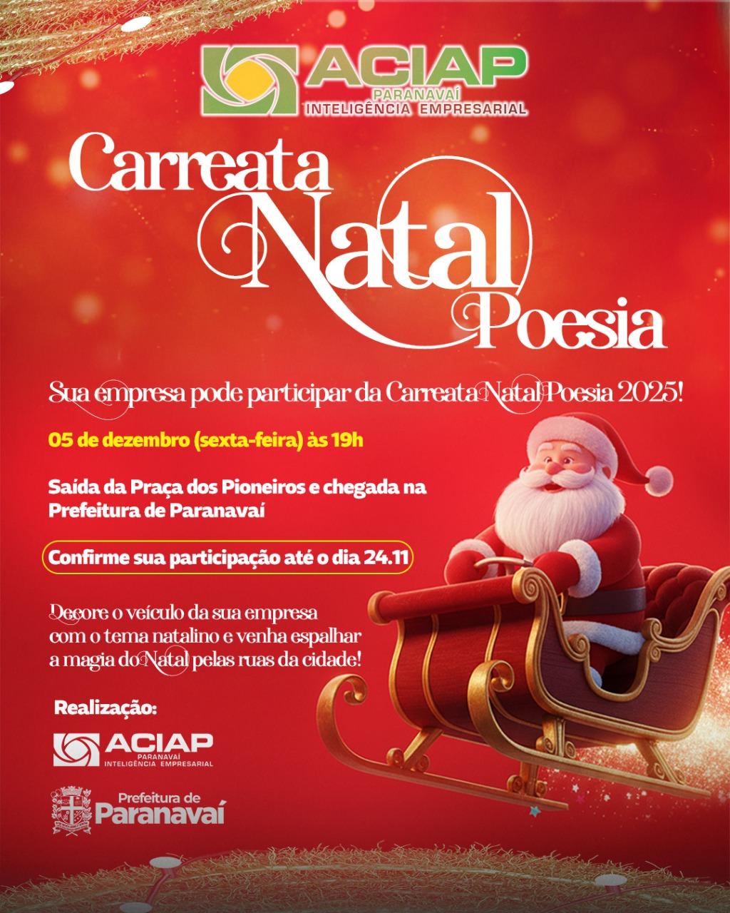 Carreata Natal Poesia vai colorir as ruas de Paranavaí no dia 5 de dezembro