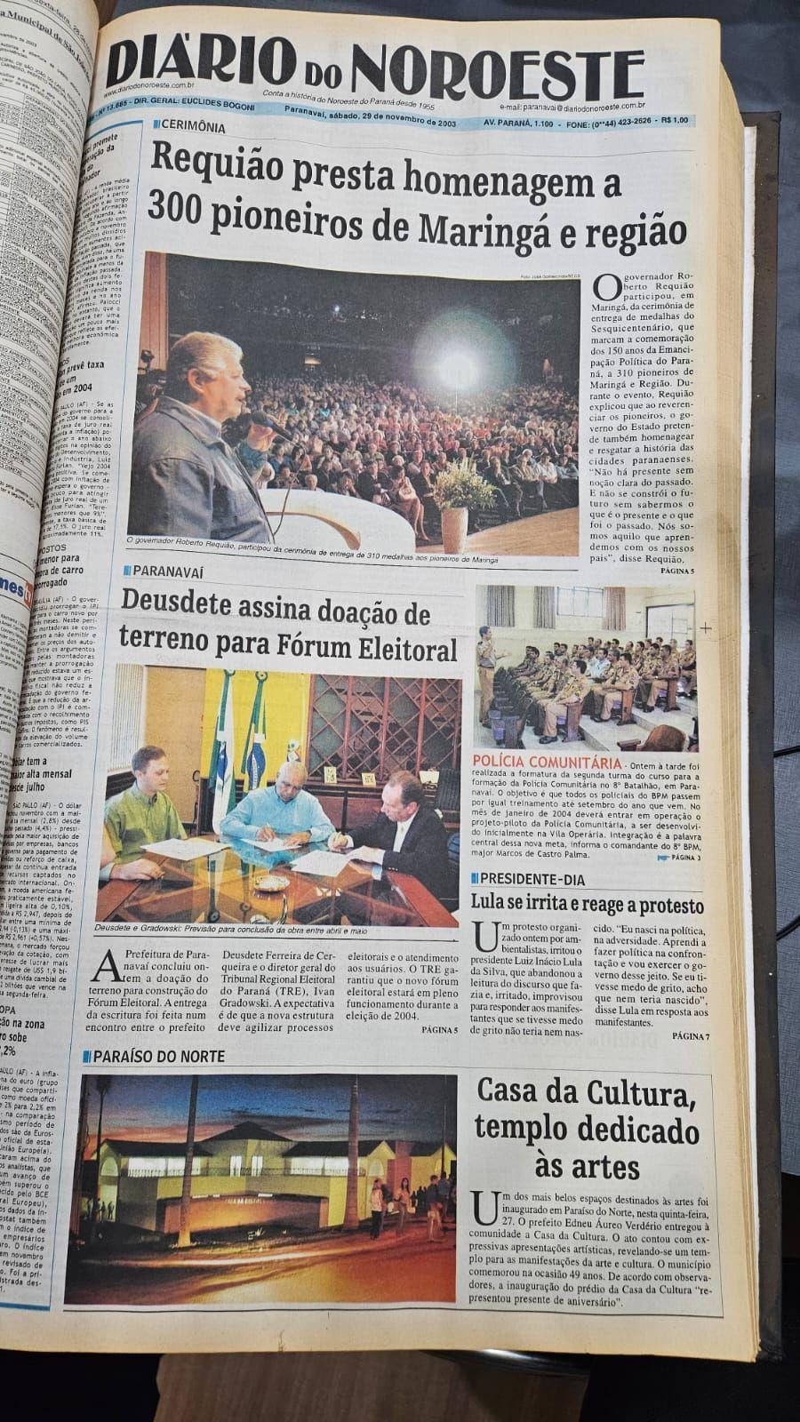 Capa da edição de 29 de novembro de 2003. No detalhe, o caderno de TV com destaque para Celso Portiolli