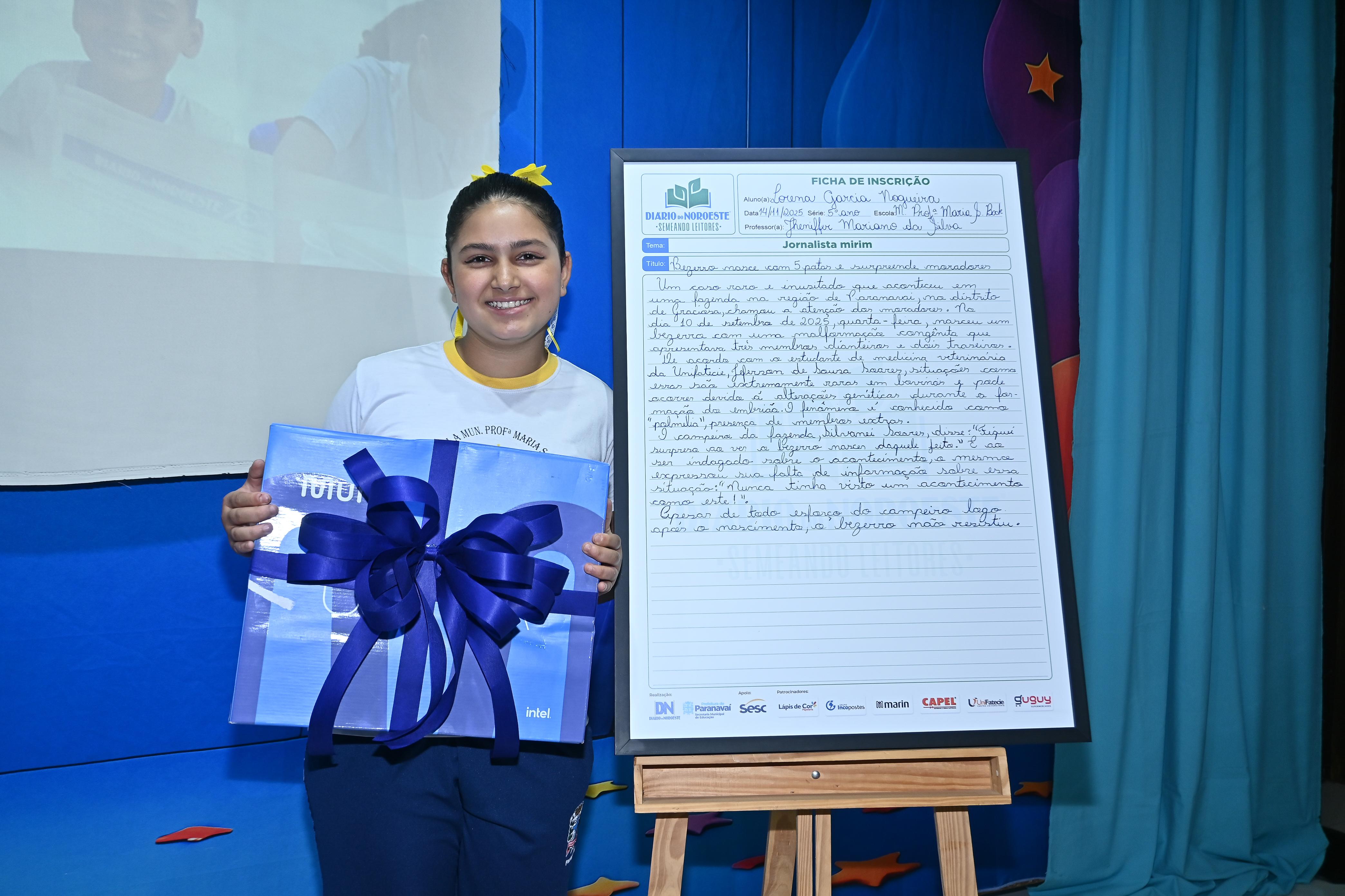Lorena Garcia Nogueira foi a vencedora do concurso de redação deste ano
Foto: Ivan Fuquini