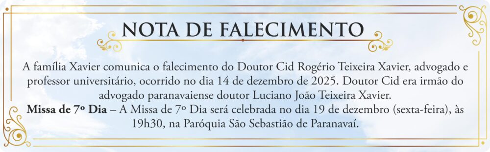 Nota de Falecimento - Cid Rogério Teixeira Xavier - 3col x 4,5cm