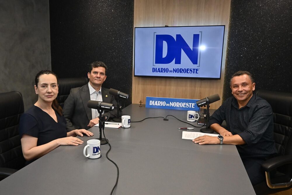 Deputada federal Rosangela Moro e senador Sergio Moro na entrevista ao Diário do Noroeste