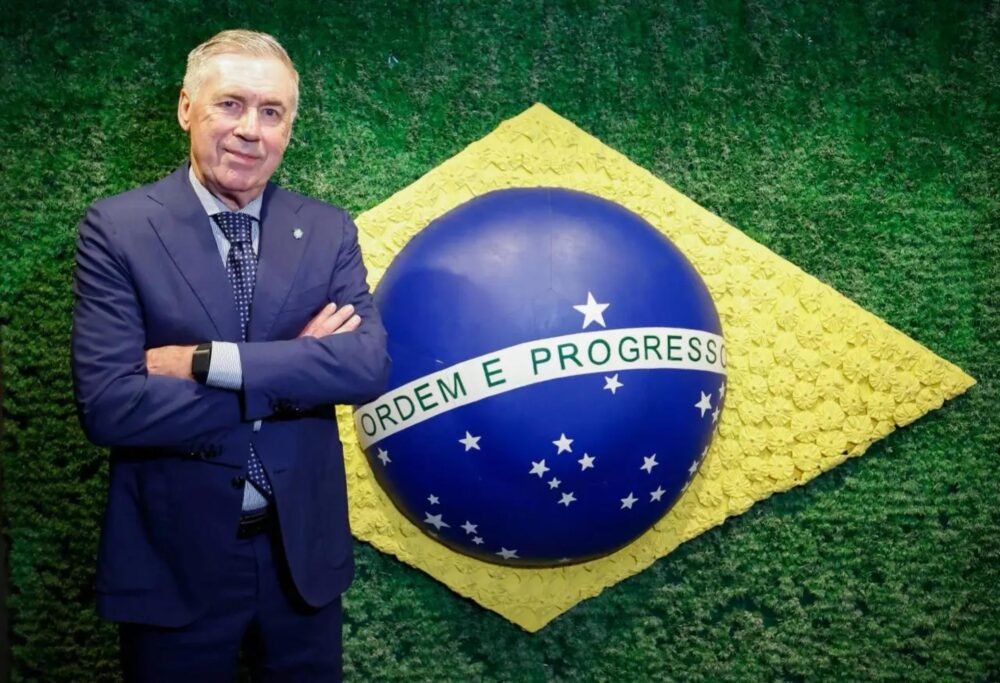 Adaptado ao Brasil, Carlo Ancelotti fica pelo menos até a Copa de 2030
Foto: Rafael Ribeiro/CBF