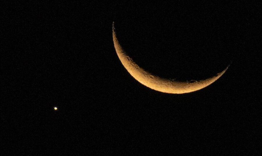 Registro do alinhamento entre Vênus e a Lua em Paranavaí - Foto: Jefferson Larsen de Lima