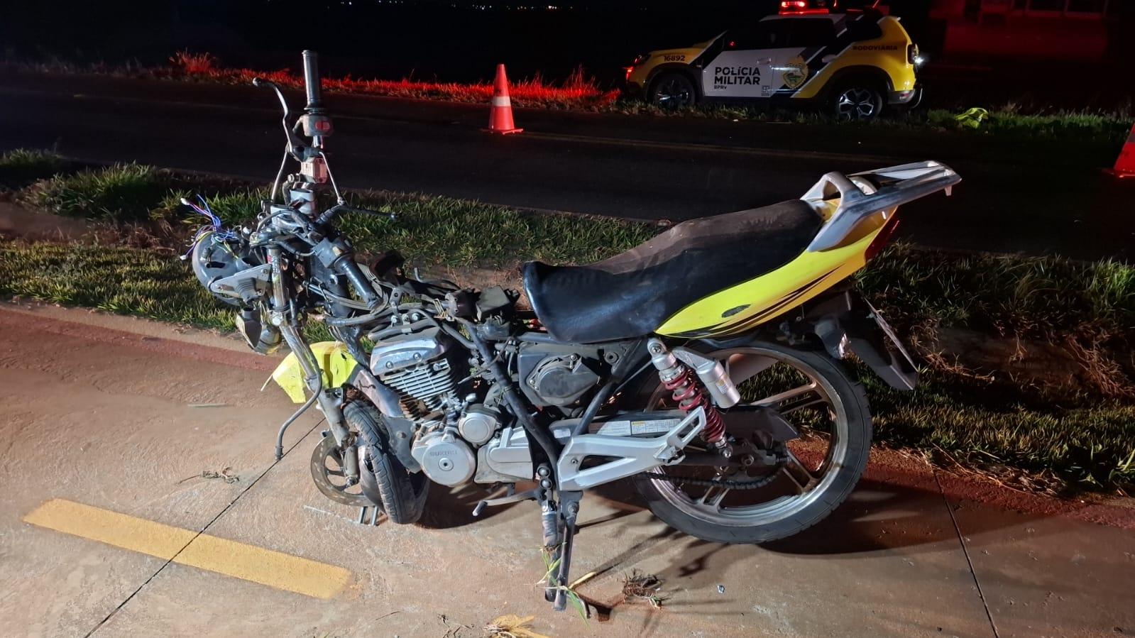 Passageiro da motocicleta foi socorrido pelo Samu e levado para a Santa Casa de Maringá
